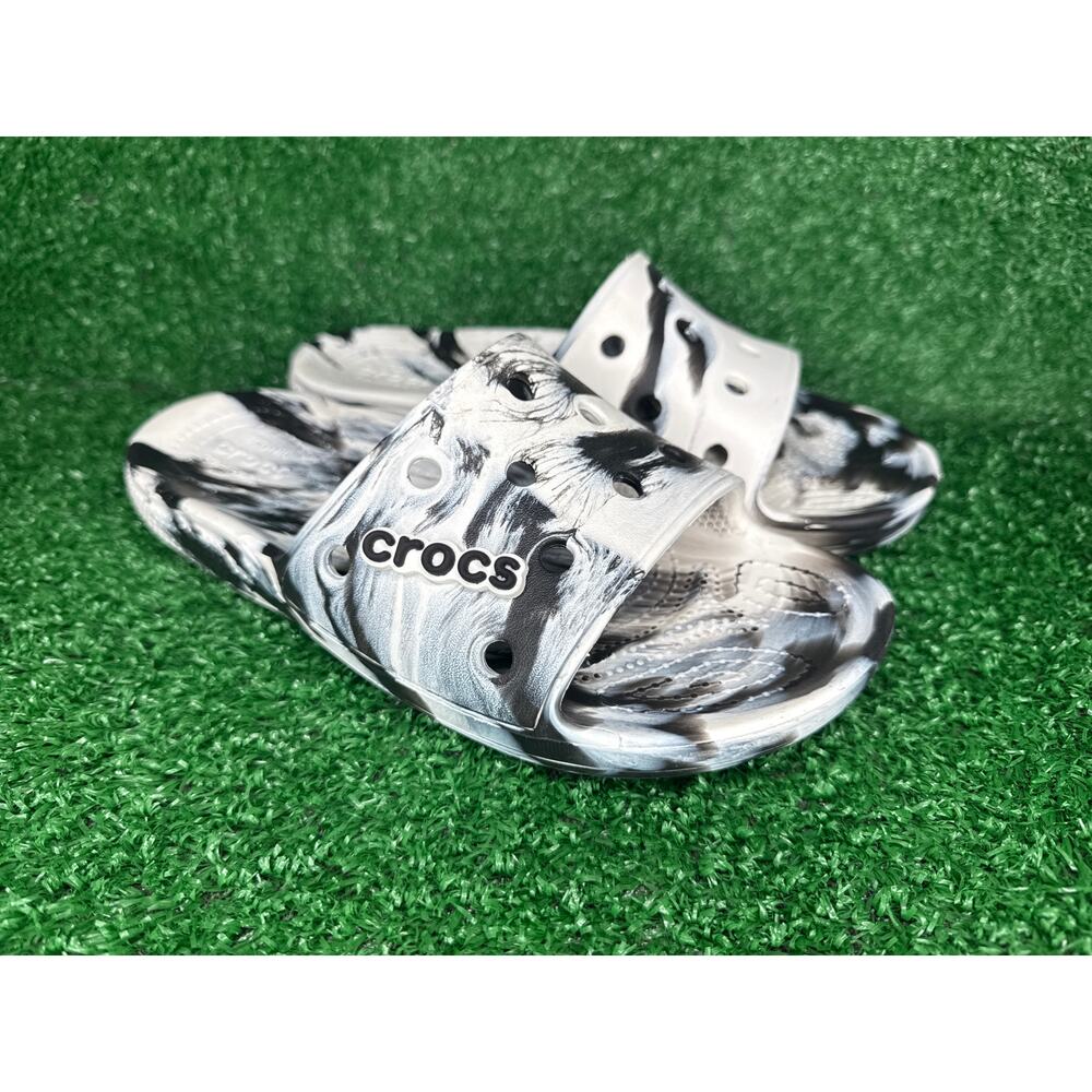 Crocs Classic Marbled Slide Sandals Men's Size 6 Women's 8 Black White